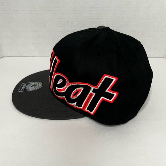 47brand Miami Heat Hardwood Classics Black Snapback Hat Adjustable Size Black OS - Picture 2 of 7